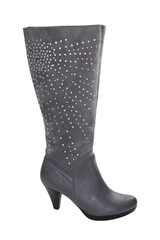 Tall boots , Women's boots On a white background. side view.