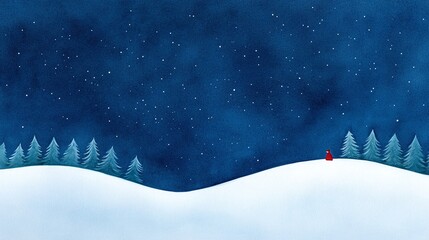 Naklejka premium Artistic Christmas Holiday Card with Winter Landscape