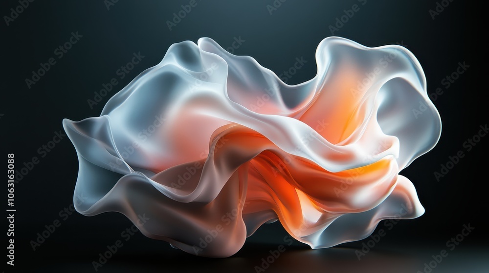 Wall mural a soft, flowing abstract cloud composition with elegant white forms paired against vivid warm colors