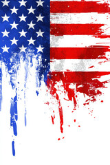 Watercolor American Flag with White Background