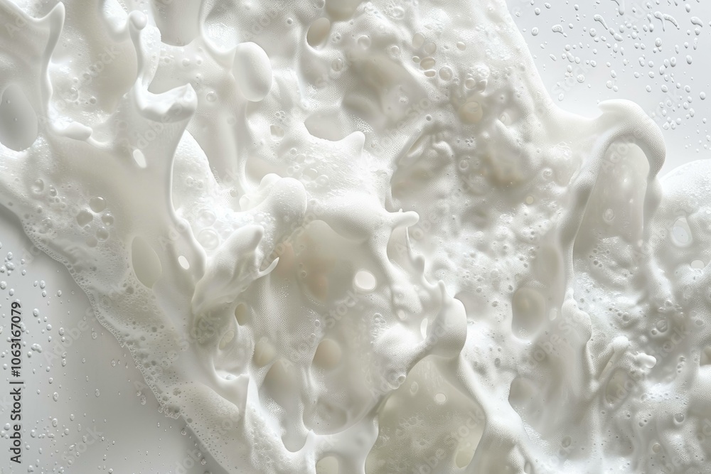 Poster abstract background of white foam texture forming bubbles on the surface