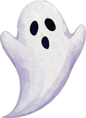 Light Purple Ghost Halloween Watercolor Illustration