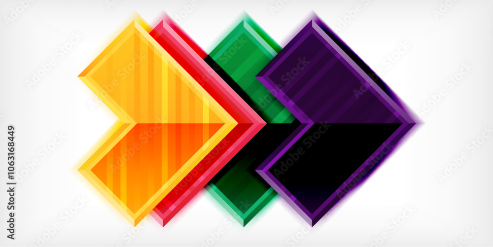 Aufkleber Arrow symbols created with 3d effects and line texture geometric abstract background