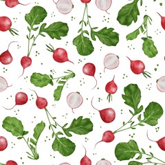 Pattern with radishes for fabric print, seamless patterns, fabric patterns, vegetables print, radish pattern