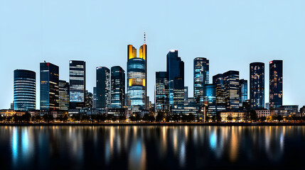 Obraz premium panoramic night city skyline isolated without background