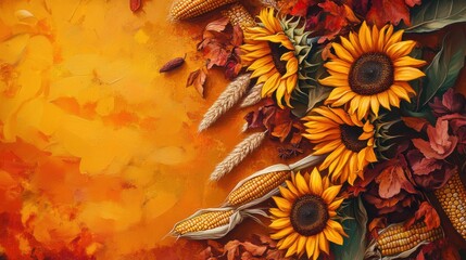 A vibrant page with a narrow border filled with sunflowers,