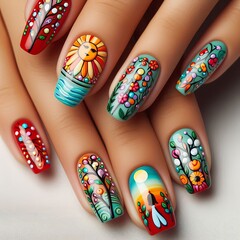 Nail Art Creative decorative designs on fingernails and toenails