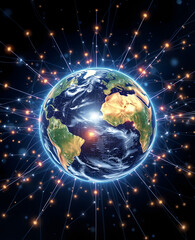 World Connected: A stunning visualization of the Earth with energy network connections.