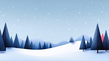 Serene Winter Landscape with Snow and Evergreens