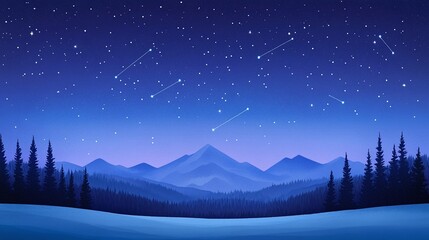 Fototapeta premium Starry Night Sky Over Mountain Landscape