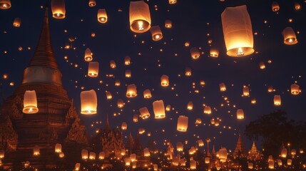 An enchanting scene of the Taunggyi festival, with lanterns