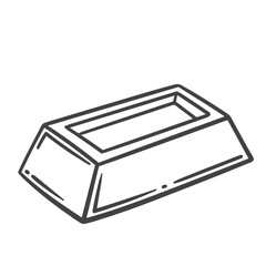 One gold bar line icon. Outline hand drawn flat luxury bullion, golden brick of benefit, heavy ingot. Success investment and wealth, savings mascot, kilo of pure gold icon vector illustration