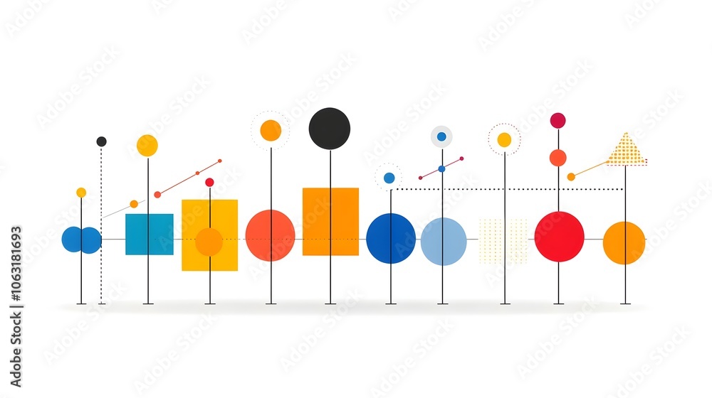 Poster colorful and bright market line graph infographic with detailed financial data displayed on a clear 