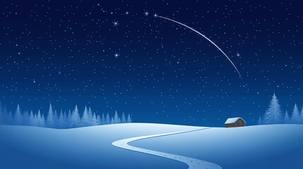 Winter Landscape with Stars and Winding Pathway