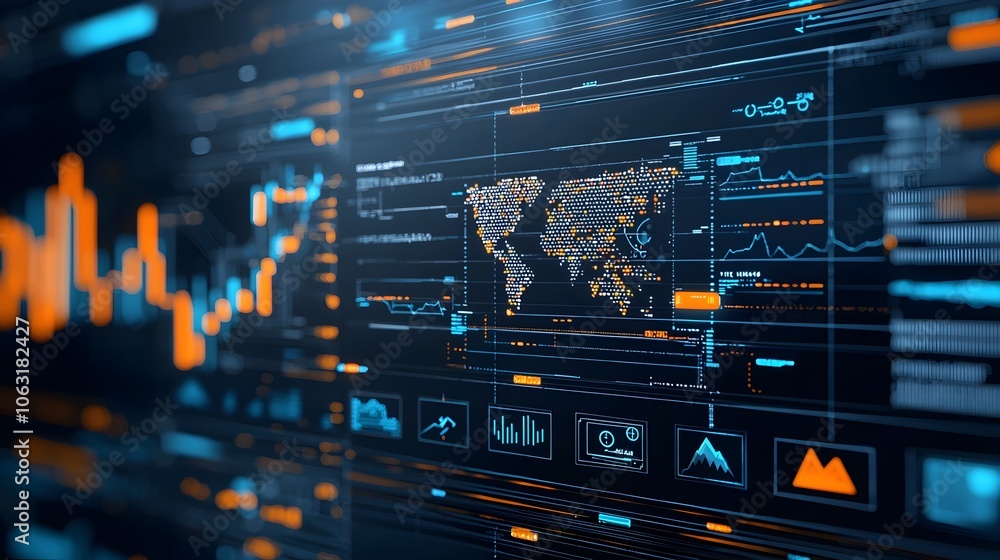 Aufkleber Digital graph showing a rising cryptocurrency trend with abstract design elements  The graph depicts the growth and performance of the cryptocurrency market