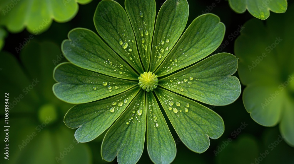 Poster abstract green leaf pattern, creating a fresh and interesting natural dimension