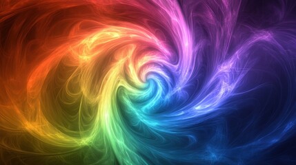 Naklejka premium Abstract rainbow swirls creating a dynamic and colorful background with soft transitions