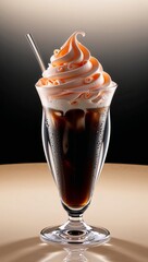 iced coffee with  Peach whipped cream