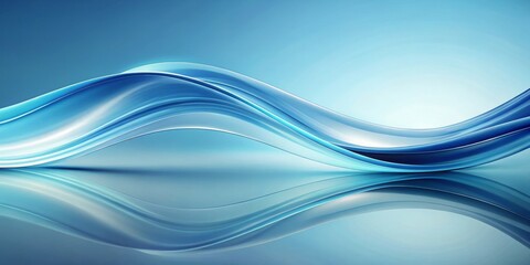 Obraz premium Abstract Blue Wave With Reflection, digital art, abstract design, abstract background. Abstract, Digital, Background