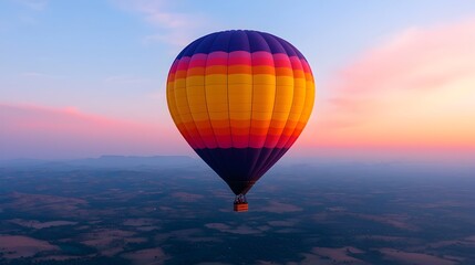 Naklejka premium Majestic ancient Buddhist temples of Bagan in Myanmar at the enchanting hour of sunrise with colorful hot air balloons gracefully soaring over the picturesque and historic landscape
