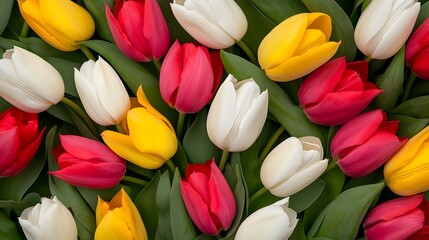 Aerial perspective of vibrant tulip fields in Holland Netherlands showcasing rows of colorful blooming tulip flowers in a picturesque spring landscape