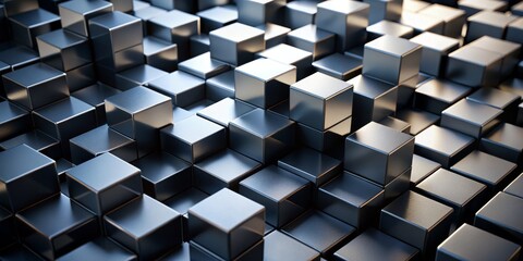 Metallic Cube Abstract Pattern, 3D Render, Geometric Shapes, Abstract Background, Texture
