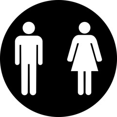 Toilet flat icon. WC vector illustration. Disabled silhouette. Restroom and change room sign. Male and female unisex toilet. Handicapped symbol. Bathroom sign isolated on transparent background.
