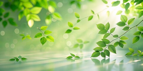 Obraz premium Sunlight Filtering Through Green Leaves with Bokeh Background, nature, greenery, bokeh