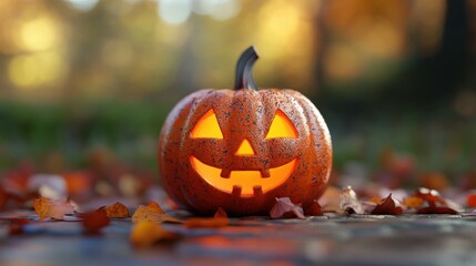 3D pumpkin with blurry background for Halloween