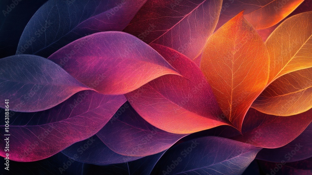 Aufkleber digital leaf patterns that emphasize bright colors and backlighting modern flowing lines