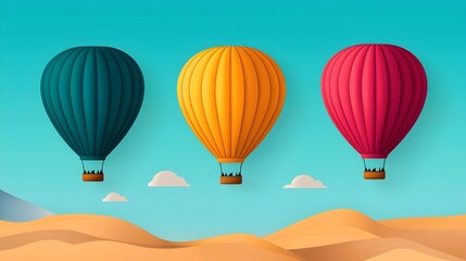 Fototapeta premium Colorful air balloons floating gracefully over the breathtaking and otherworldly Cappadocia rock formations in Turkey creating a mesmerizing and surreal landscape