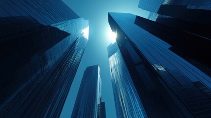 Futuristic Skyscrapers: A stunning view of sleek, modern skyscrapers