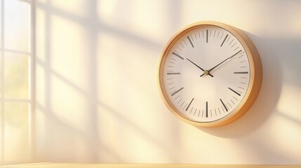 Timekeeping essentials, classic wall clock in minimalist interior design, emphasizing time management and focused atmosphere