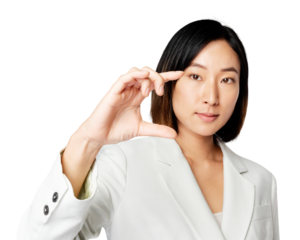 Asian businesswoman png mockup touching virtual screen