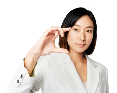 Asian businesswoman png mockup touching virtual screen