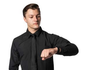 Businessman using smartwatch png mockup wearable gadget