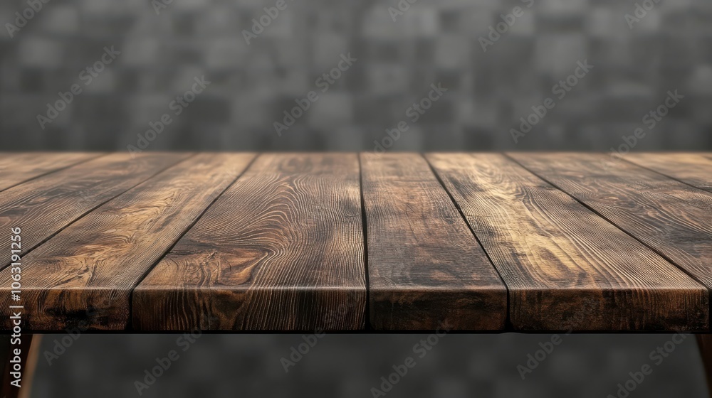 Aufkleber creating a blank wood table mockup using a dark brown, empty wooden table with a transparent backgro