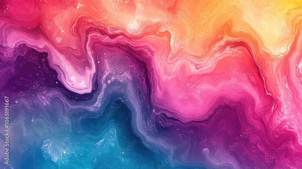 Poster gradient rainbow background blending warm and cool tones in a fluid, abstract pattern
