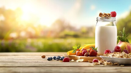 Wholesome Farmhouse Breakfast Spread with Nutritional Values | Fresh Morning Meal in Rustic Kitchen