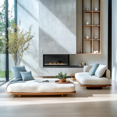 interior design of modern living room, home with concrete wall