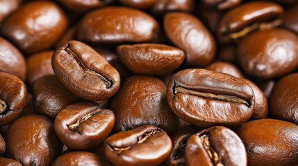 Rich Brown Coffee Beans Close-Up Shot