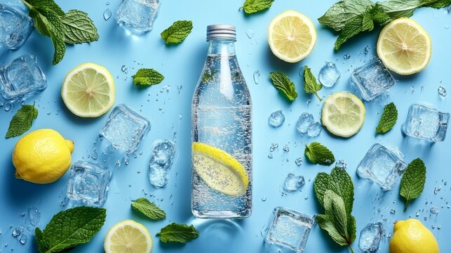 Refreshing dry january lemon water with mint and ice perfect for healthy lifestyle promotions - Powered by Adobe