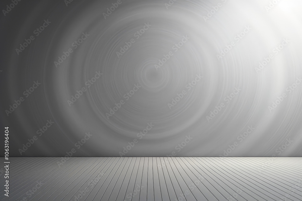 Poster a room with a monochromatic wave pattern on the wall, creating a soothing and contemplative atmosphe