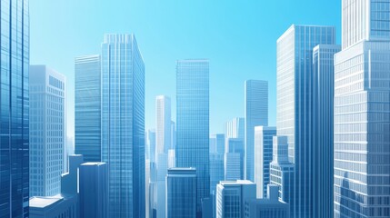 Obraz premium Vibrant Urban Landscape: A panoramic view of a smart city financial