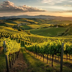 Picturesque vineyards on rolling hills 