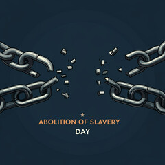 A powerful image depicting broken chains, symbolizing the end of slavery and the fight for freedom. This image is perfect for Abolition of Slavery Day, representing liberation, human rights, and equal