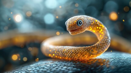 Fototapeta premium Macro Shot of a Glowing Snake with Vibrant Details