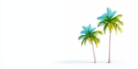 Obraz premium Two palm trees isolated on white background.