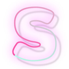 Pink neon glow letter s png font typography