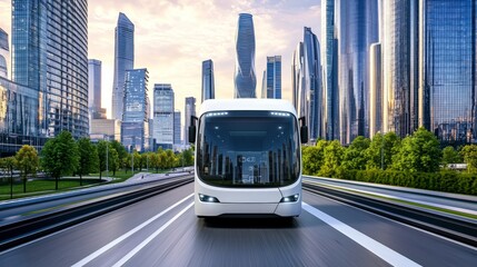 Fototapeta premium Sustainable Future: Urban Landscape with Zero-Emission Transportation Systems